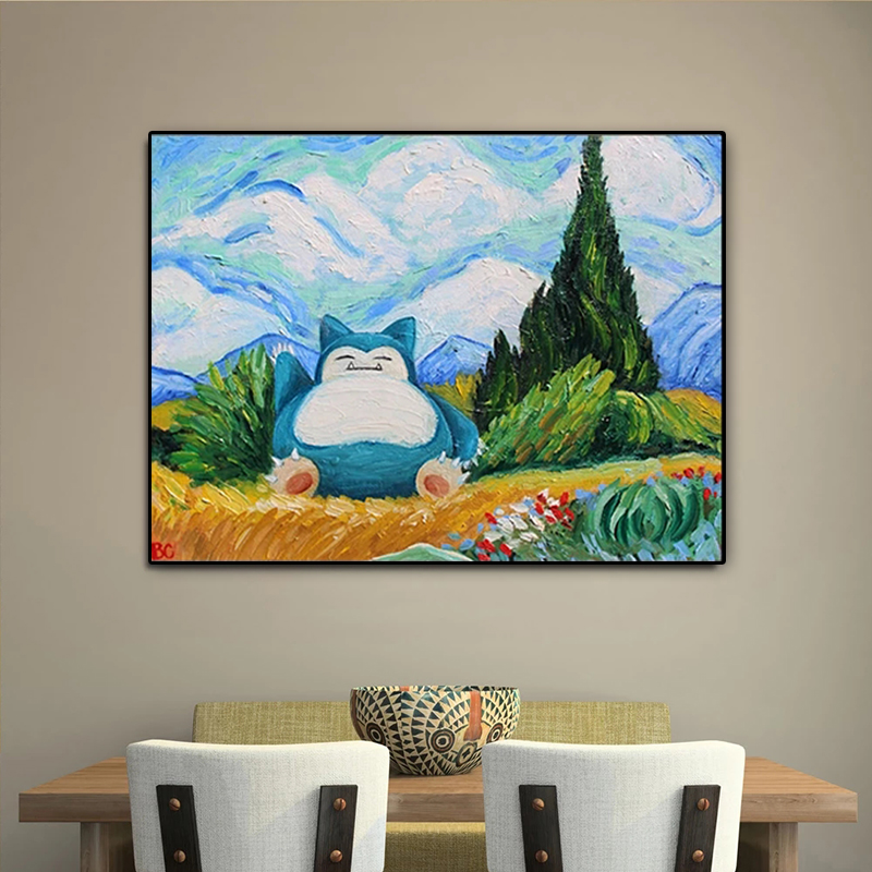 Coffee X - Pokemon Snorlax Van Gogh Print Wall